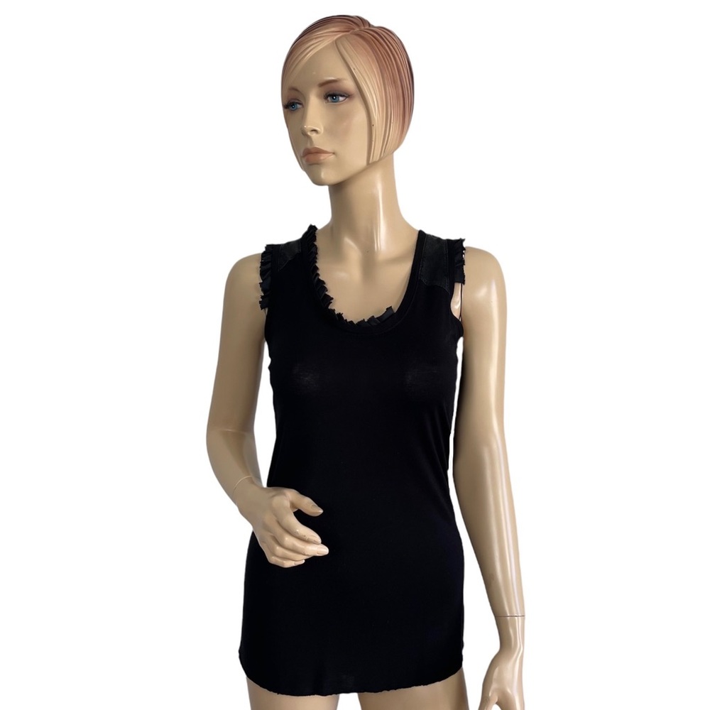 Park Vogel Black Ruffle Fitted Tank Top Women’s Size 1 / Small